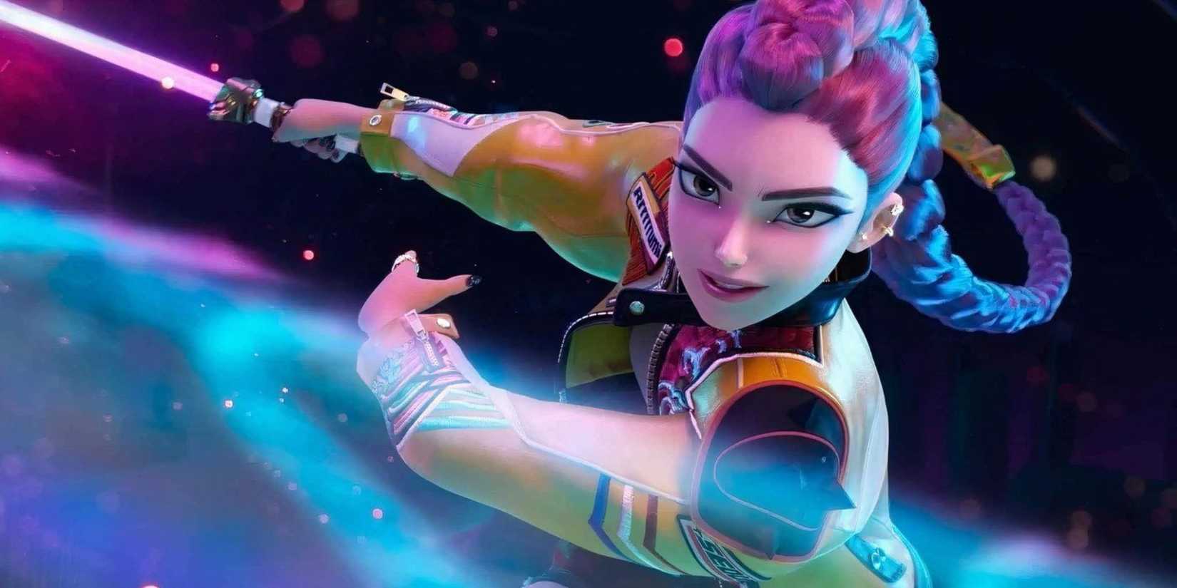 Rumi fighting demons with her sword - KPop Demon Hunters