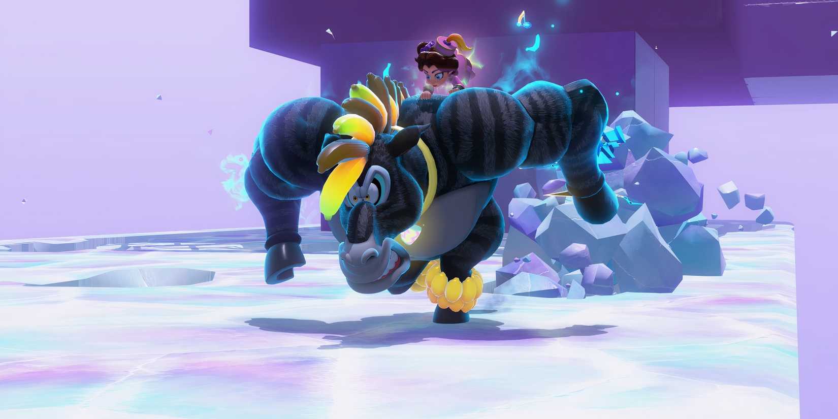 Running as Zebra Bananza in Donkey Kong Bananza