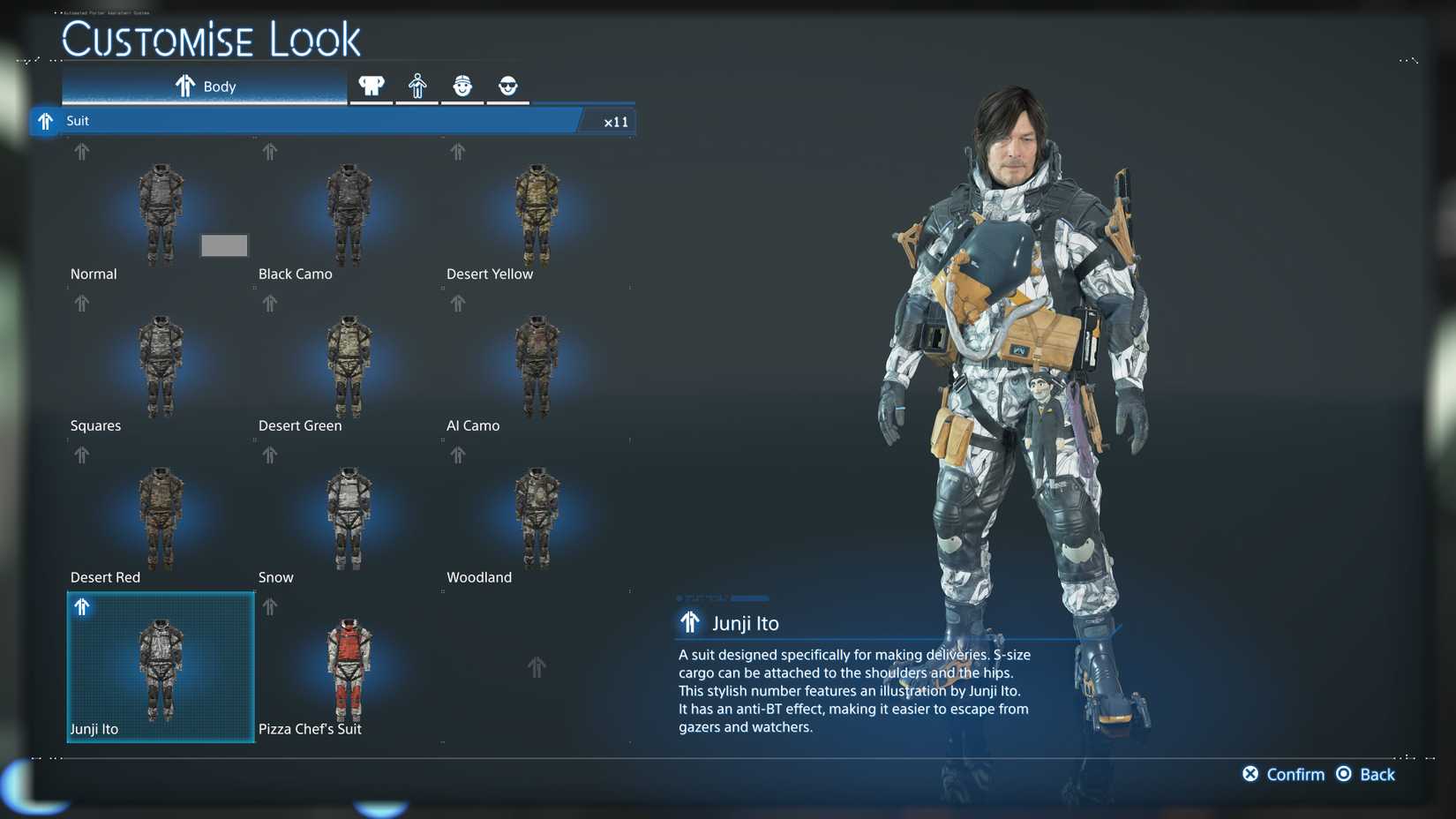 sam wearing the junji ito suit