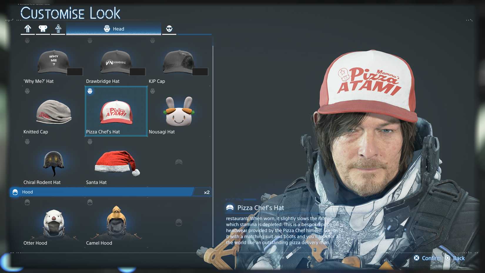 sam wearing the pizza chef hat