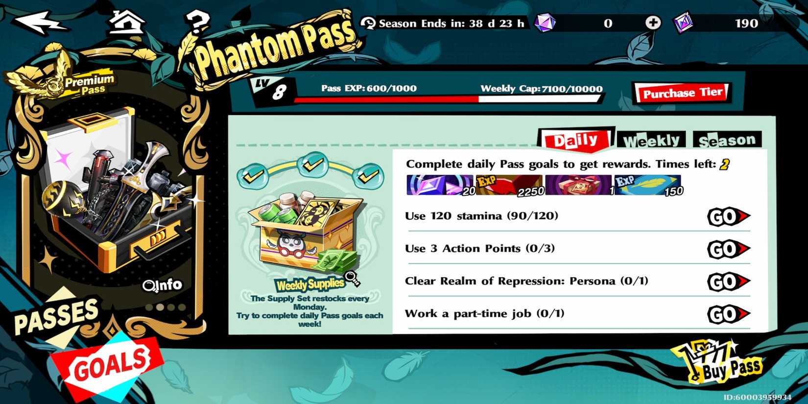 The Phantom Pass Menu 