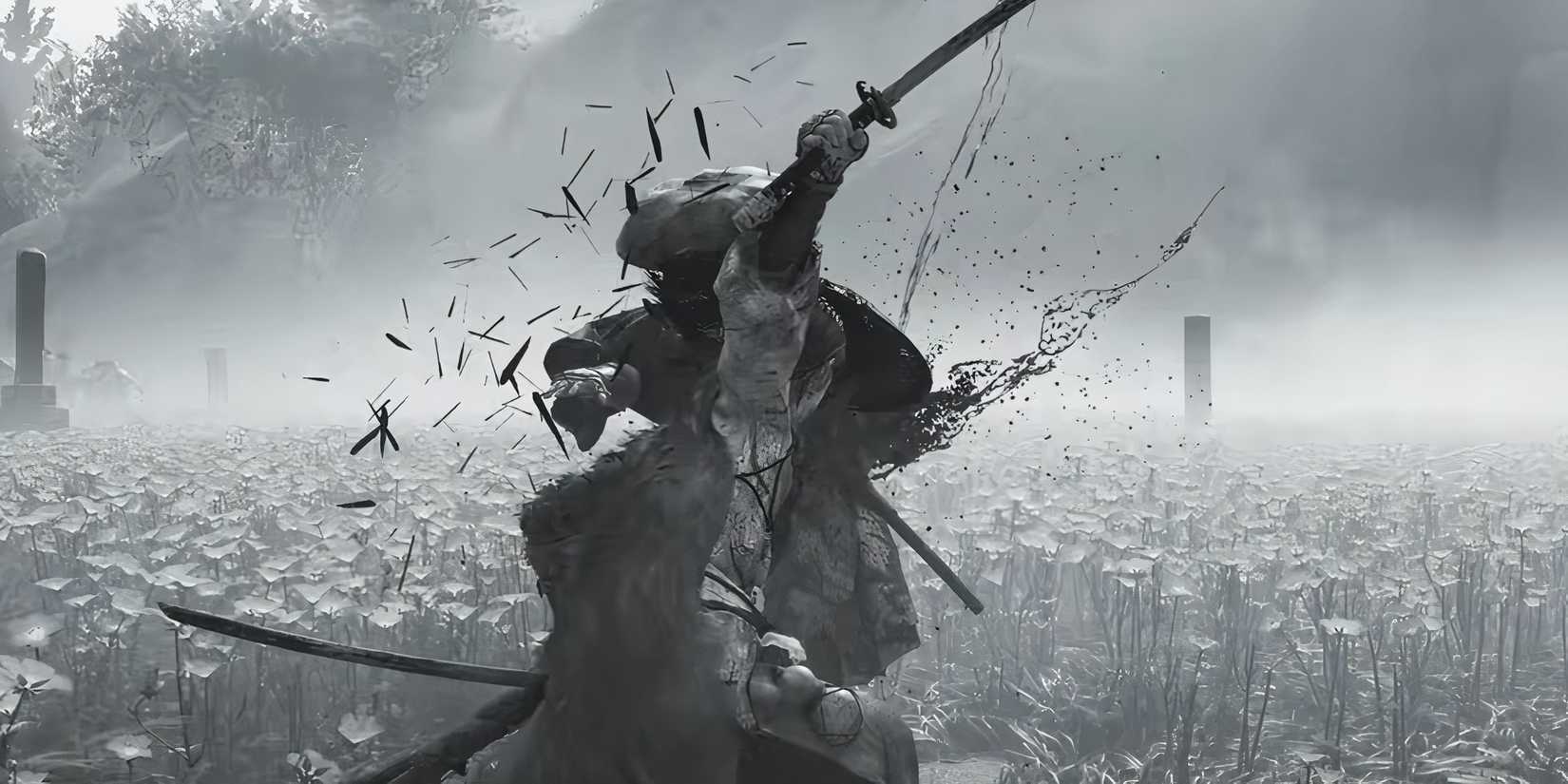 Atsu slicing an enemy in Ghost of Yotei