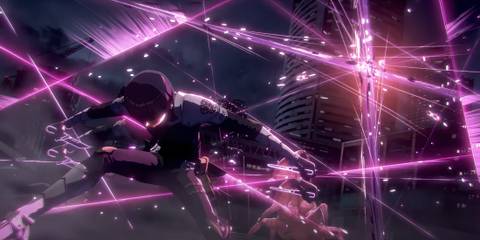 Hoshia slicing apart an enemy