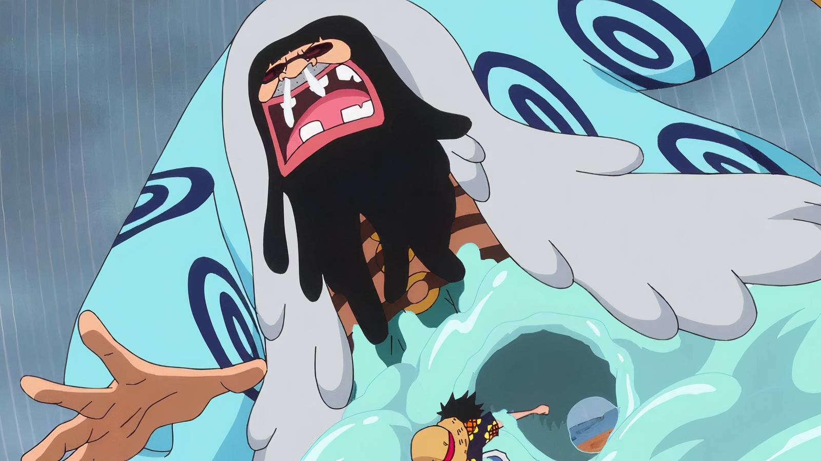 Trebol attacking Luffy