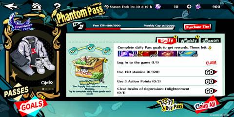 The Daily Phantom Pass Menu 