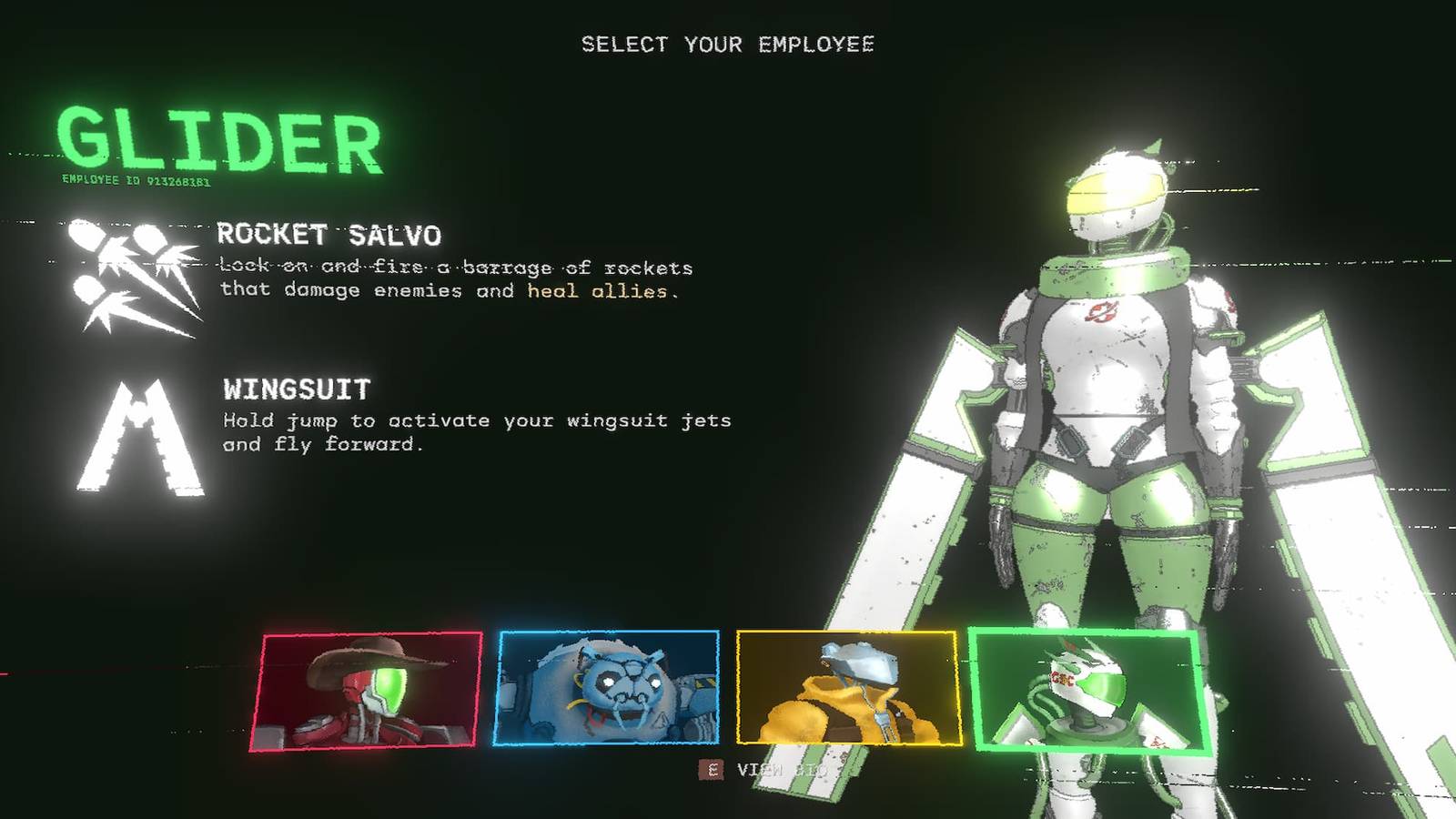 The Glider in the Employee Menu 