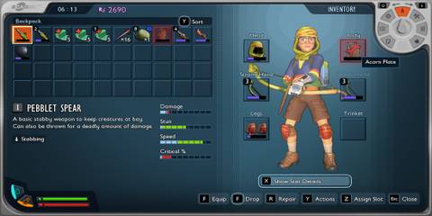 The Player's Inventory Showing Damaged Gear 