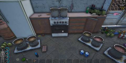 SCUM large base cooking setup with stews