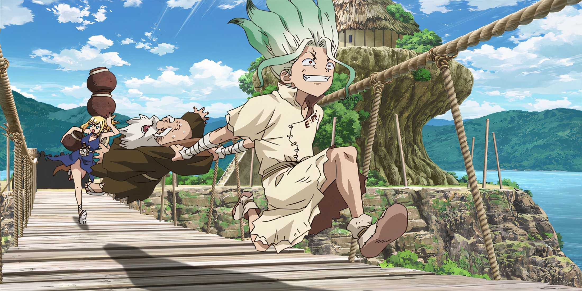 Senku đánh cắp Kaseki trong khi Kohaku lấy lọ đầy rượu trong Dr Stone