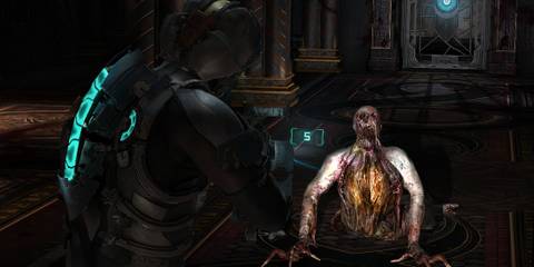 Shooting a Necromorph in Dead Space 2 (PS3)