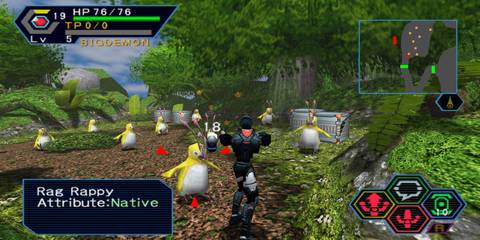 Shooting at enemies in Phantasy Star Online