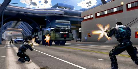 Shooting cargo in Crackdown (Xbox)