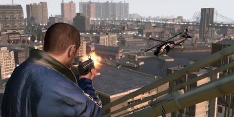 Shooting enemies in Grand Theft Auto 4 (PS3)