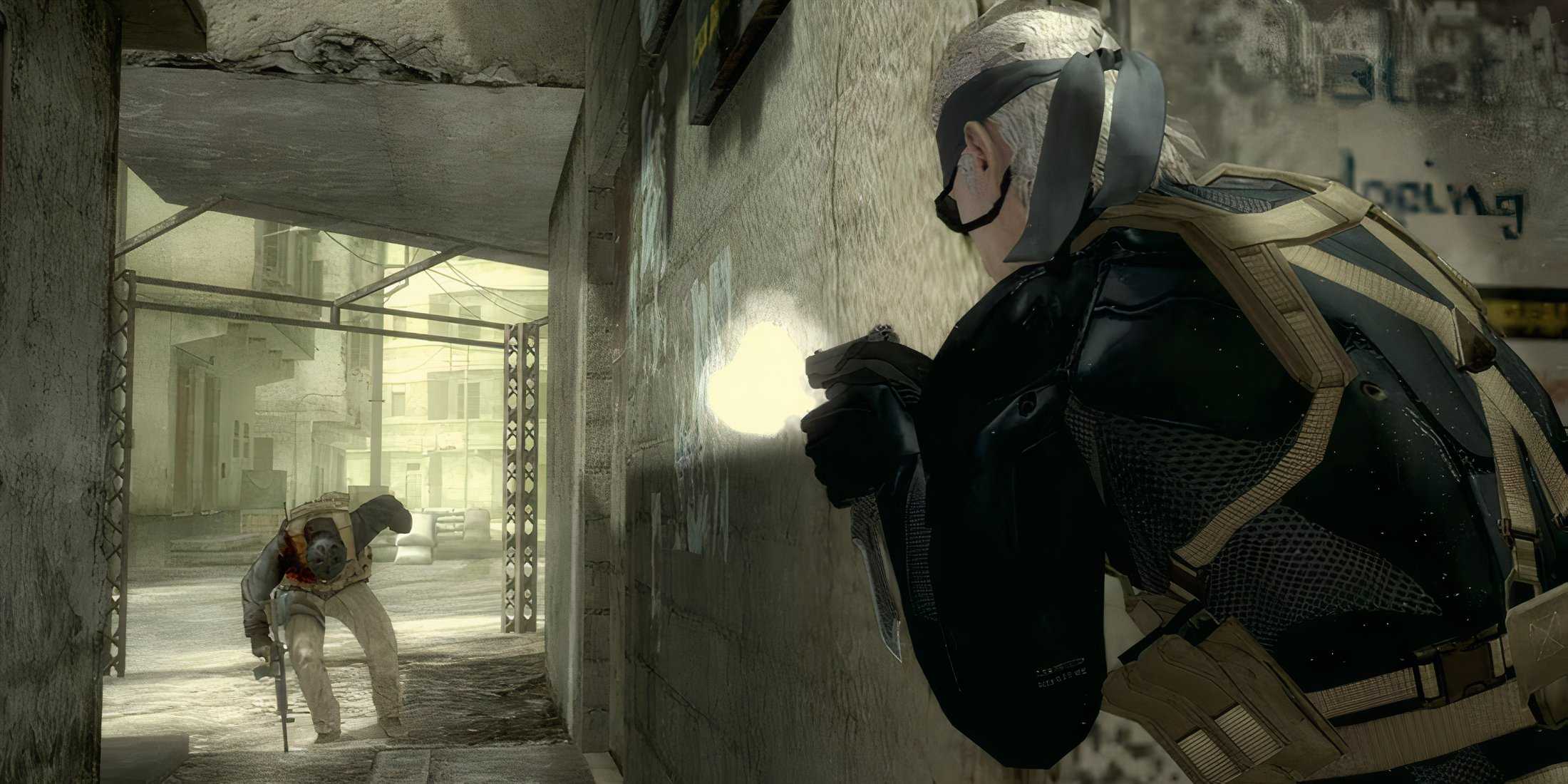 Aksi tembak-menembak di Metal Gear Solid 4 Guns Of The Patriots.