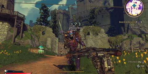 Shooting enemies with a crossbow in Tiny Tina’s Wonderlands