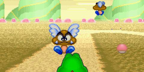 Shooting Goombas in Yoshi's Safari (SNES)