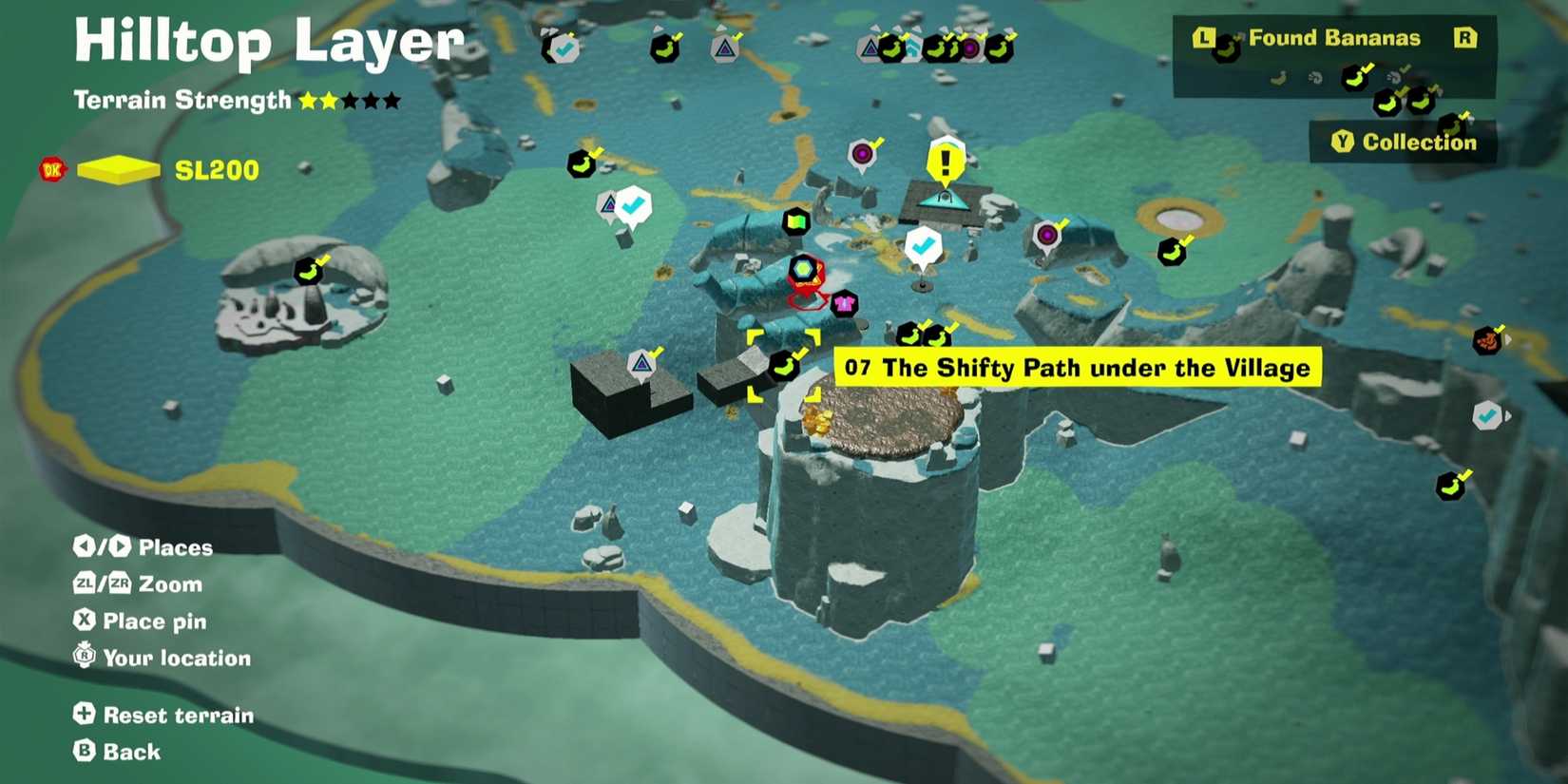 SL200 Banana #7 - The Shifty Path Under the Village map location donkey kong bananza