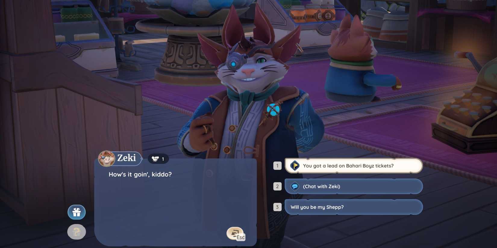 Speaking to Zeki in For the Boyz quest in Palia