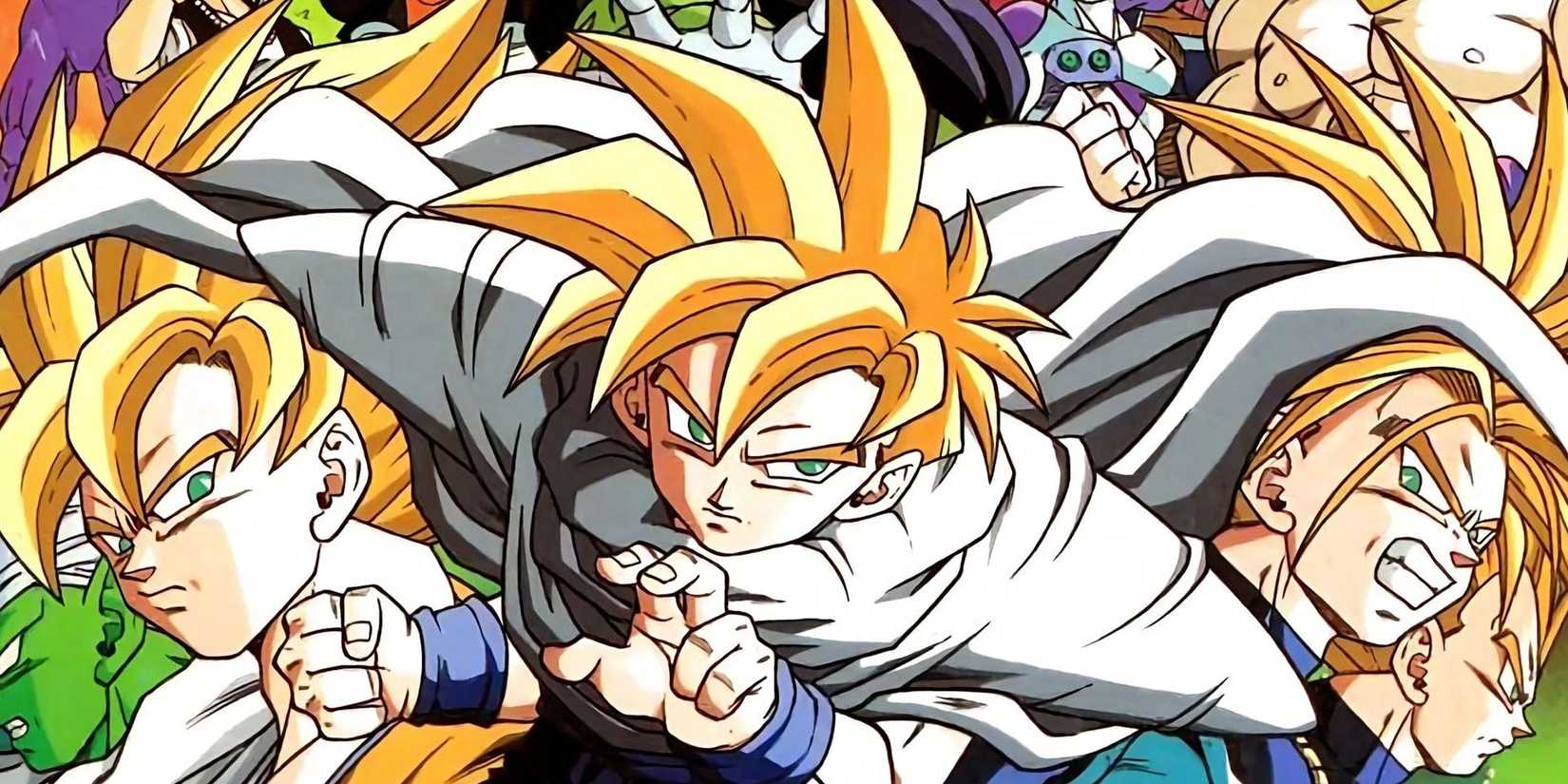 picture: super saiyan gohan and others in the cell saga.