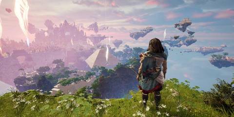 Standing at the edge of a cliff in Islands of Insight