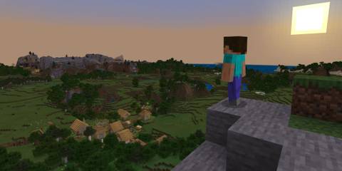 Steve looking at the massive map - Minecraft