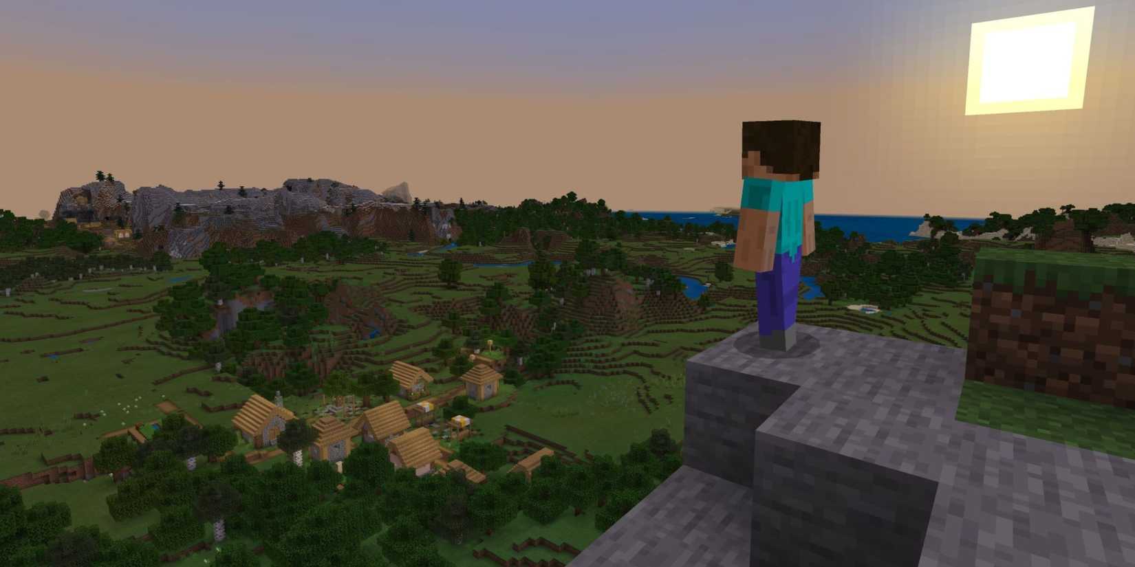 Steve looking at the massive map - Minecraft