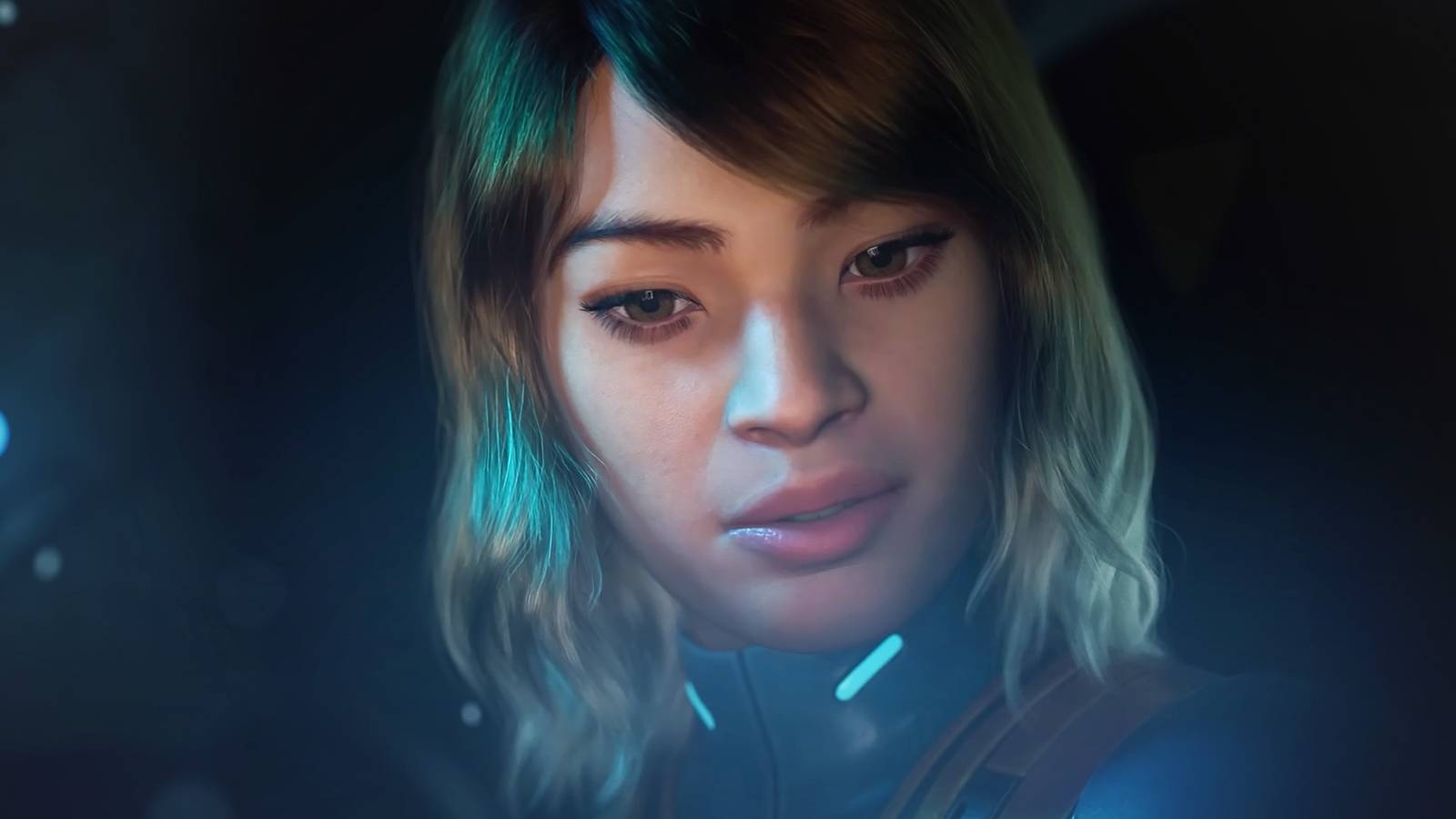 Subnautica 2 teaser trailer character close-up dark indoor environment