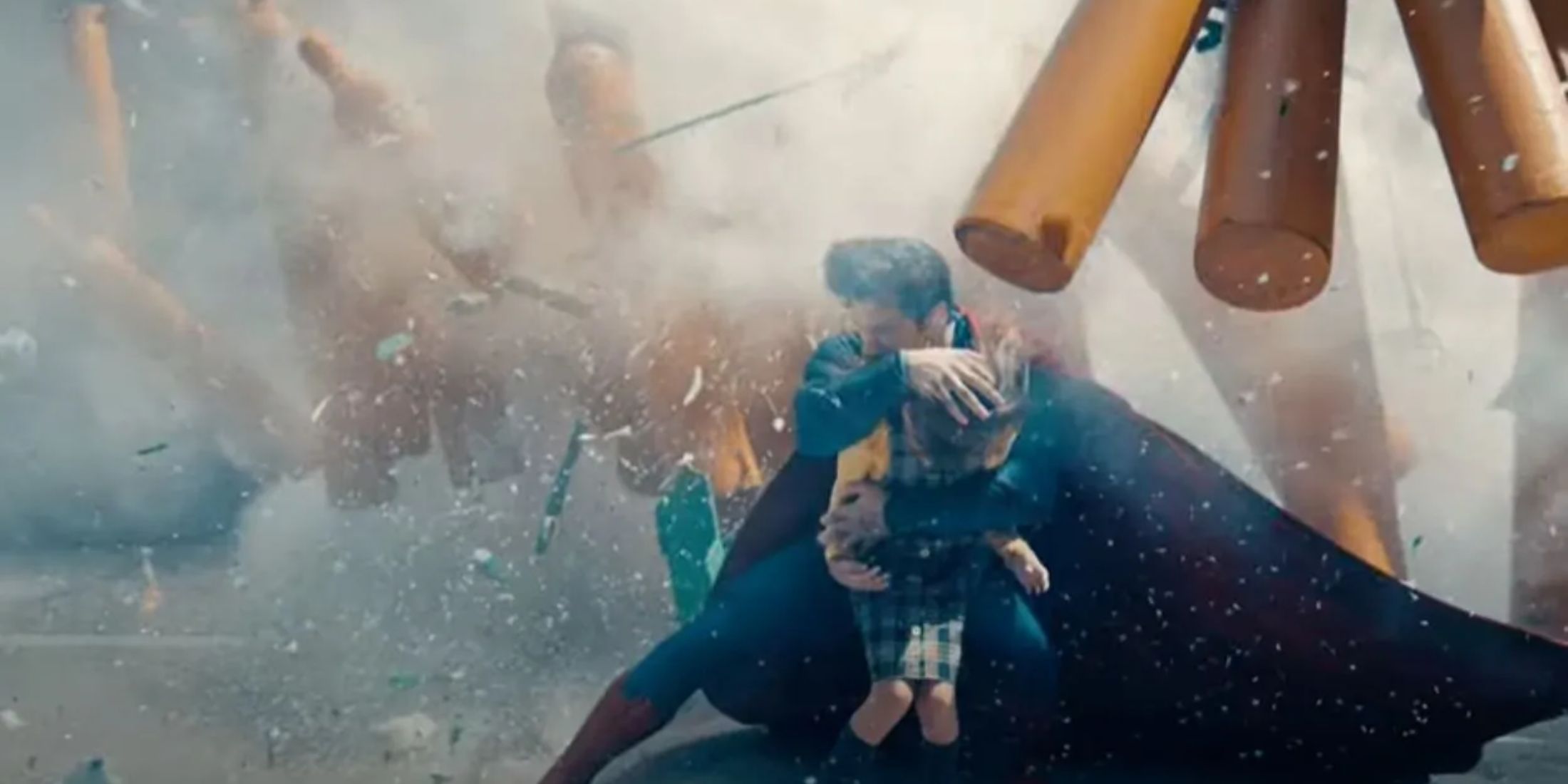 Superman saving a girl in Superman
