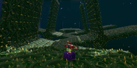 Surfing on thorns in Surfing In Shadow in Donkey Kong Bananza