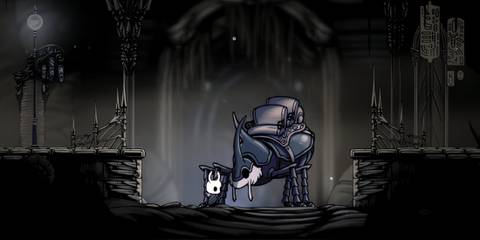 Talking to an NPC in Hollow Knight