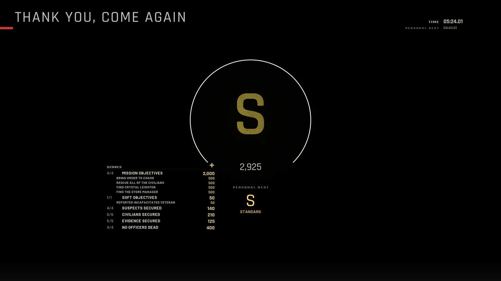 thank you, come again s rank