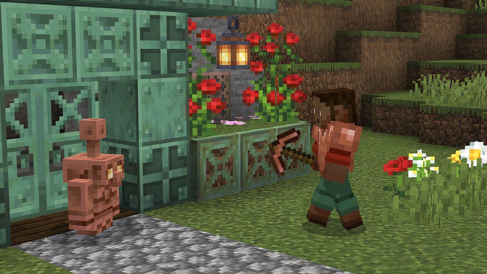 the copper golem greets a player minecraft