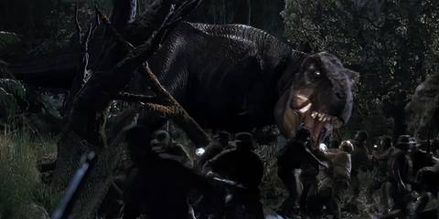 Doe T-Rex attacking the Poachers in The Lost World: Jurassic Park