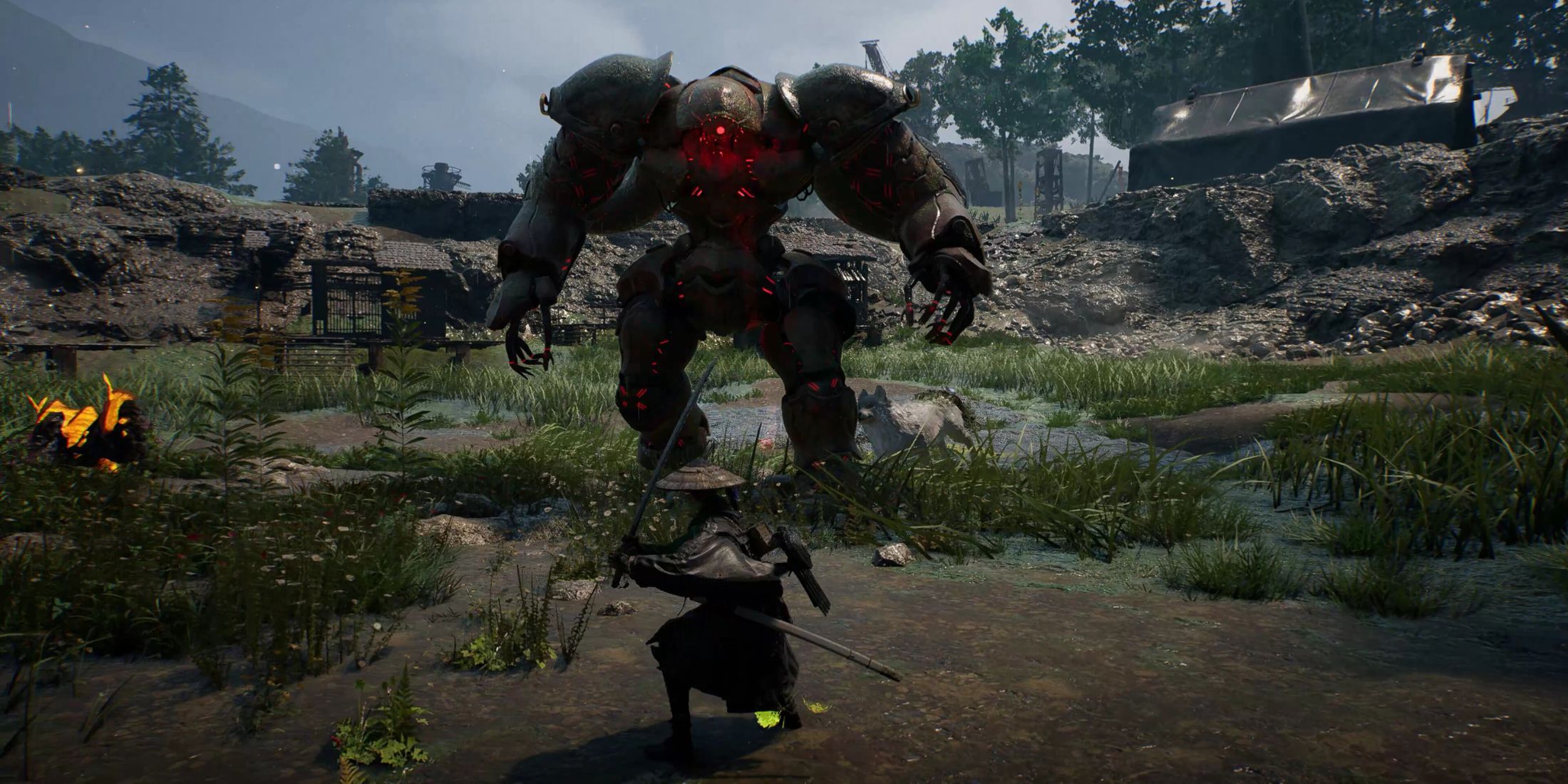 The main character facing a robot boss - Beast Of Reincarnation