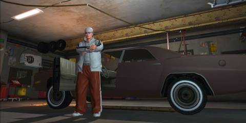 The player character in the garage - Saints Row