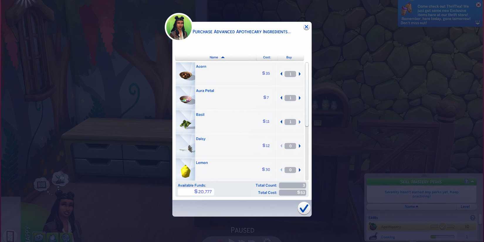 The Sims 4 Apothecary Recipes