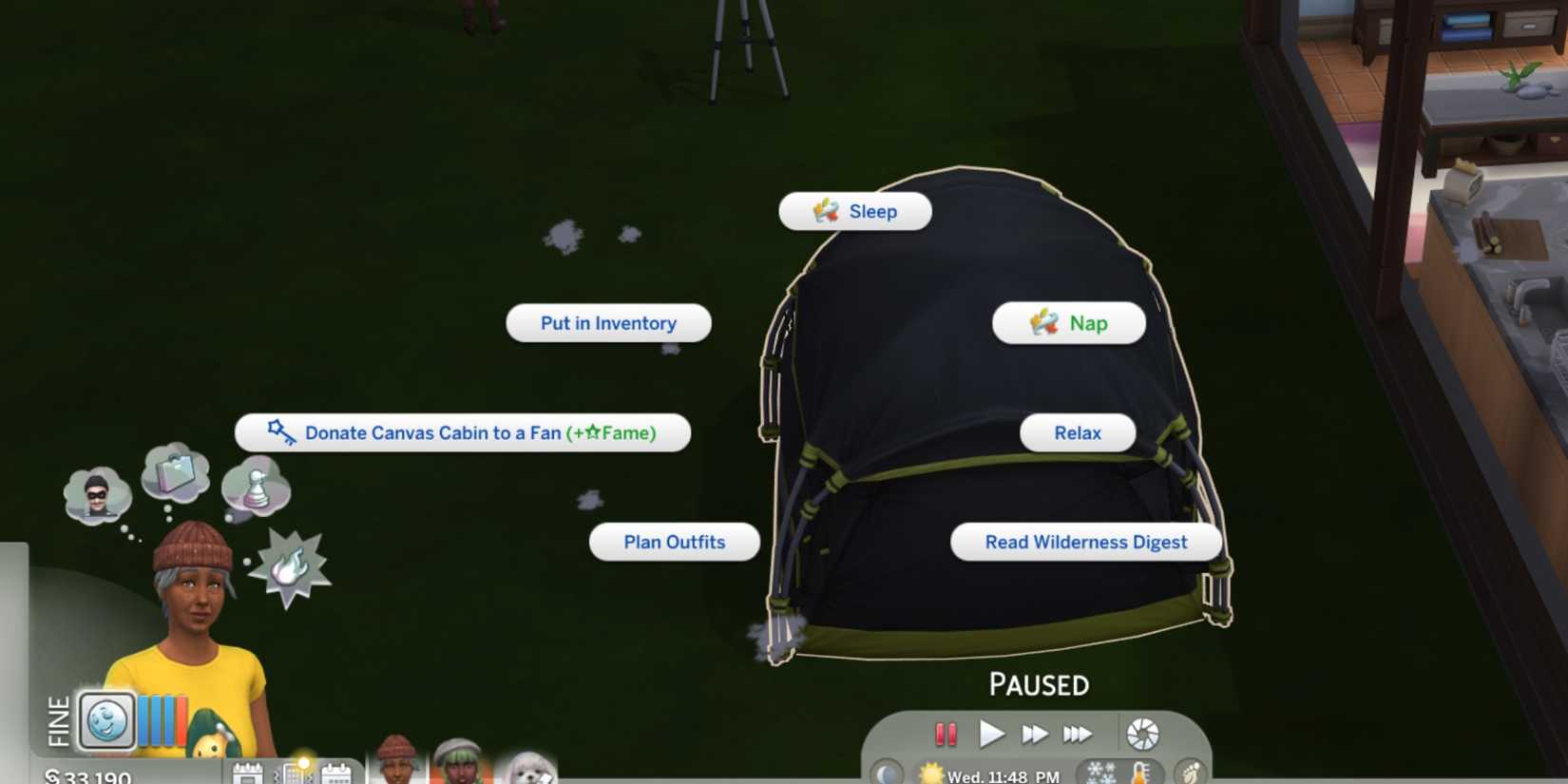 the sims 4 sleep in tent