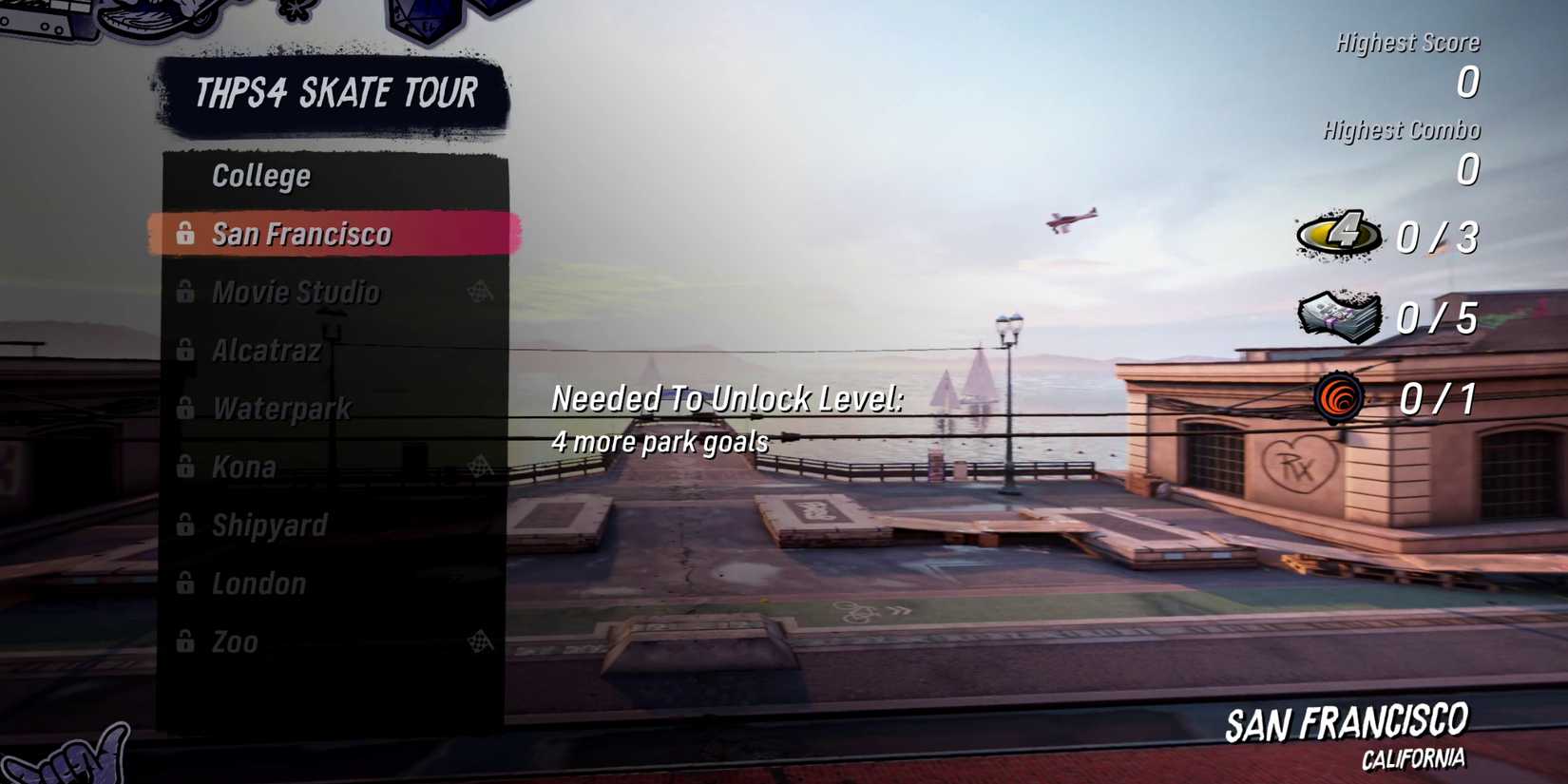 THPS 3 4 All Levels Unlock San Francisco