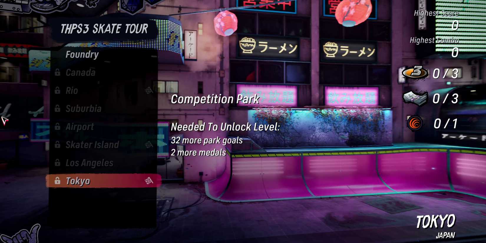 THPS 3 4 All Levels Unlock Tokyo