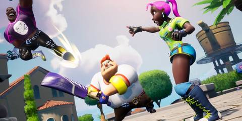 Three characters brawling in Rumbleverse