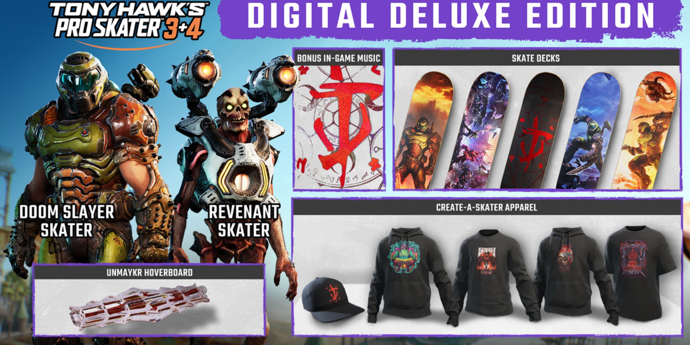 Tony Hawks Pro Skater 3 4 THPS 3+4 Digital Deluxe Edition Vorbestellte Belohnungen Kosmetik Musik Skate Decks Doom Skater
