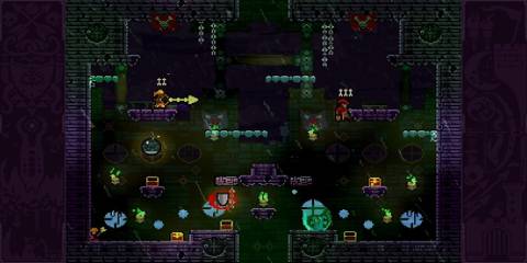 Two players clearing a level in Towerfall Ascension