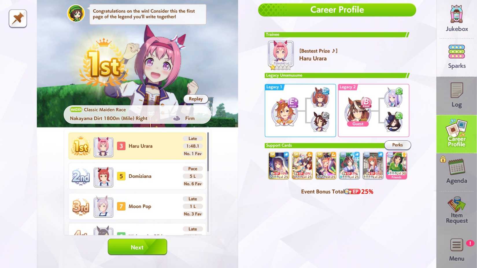 Umamasume Haru Urara Victory