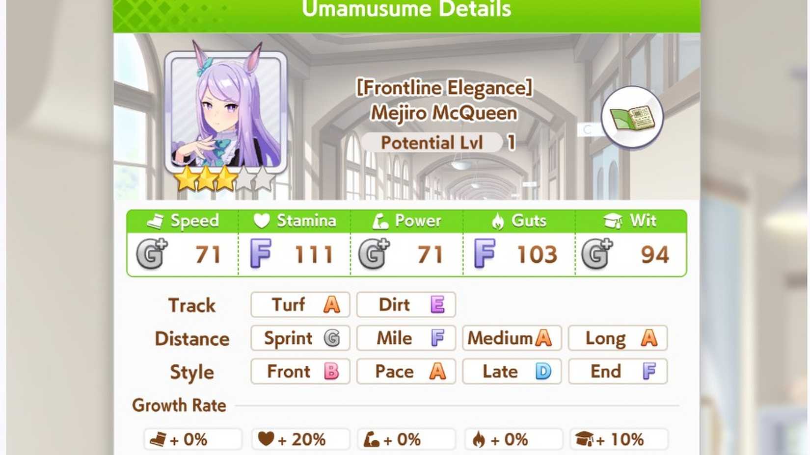 Umamusume Mejiro McQueen Stats