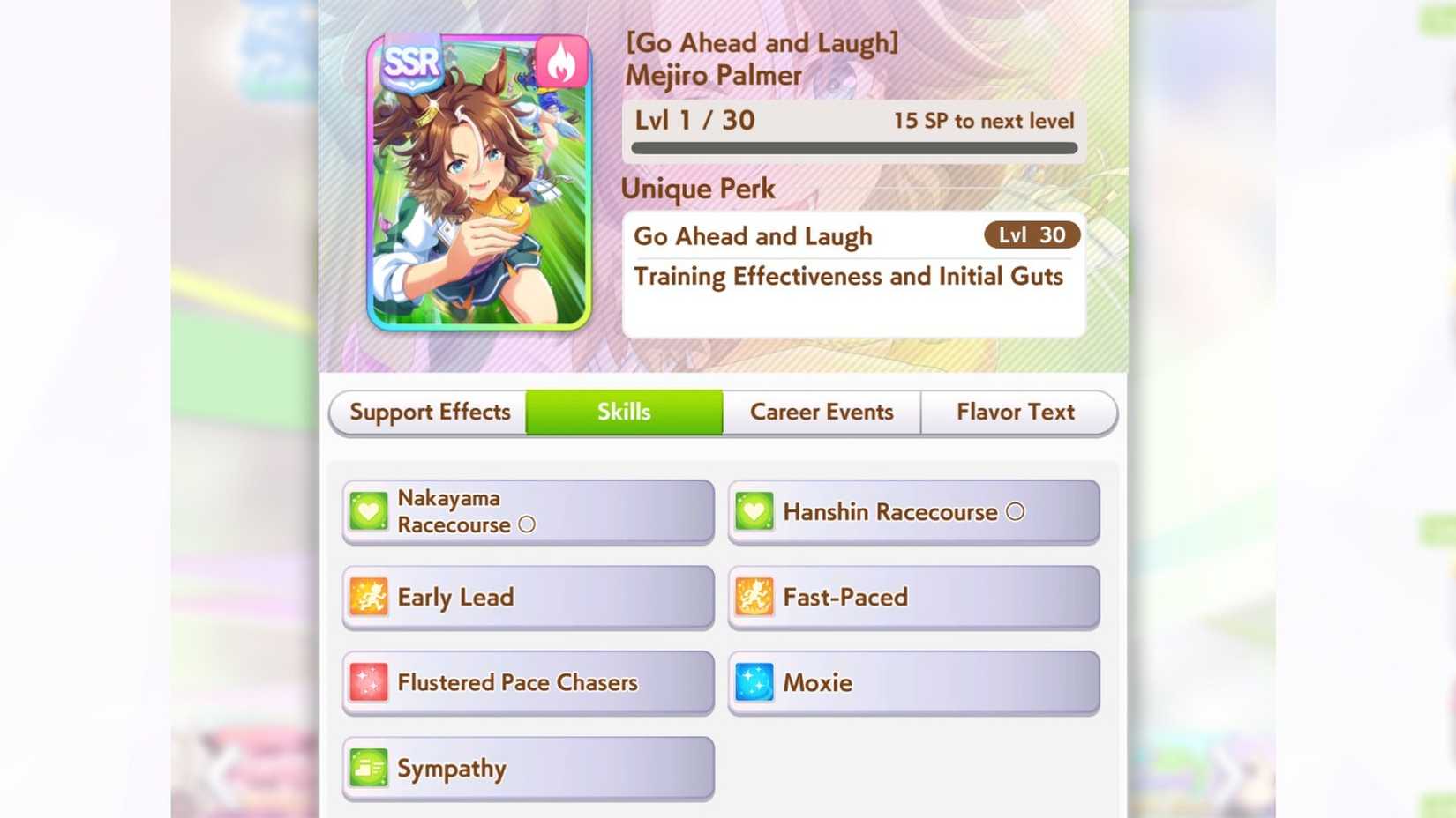 Umamusume Mejiro Palmer Support Card Skills