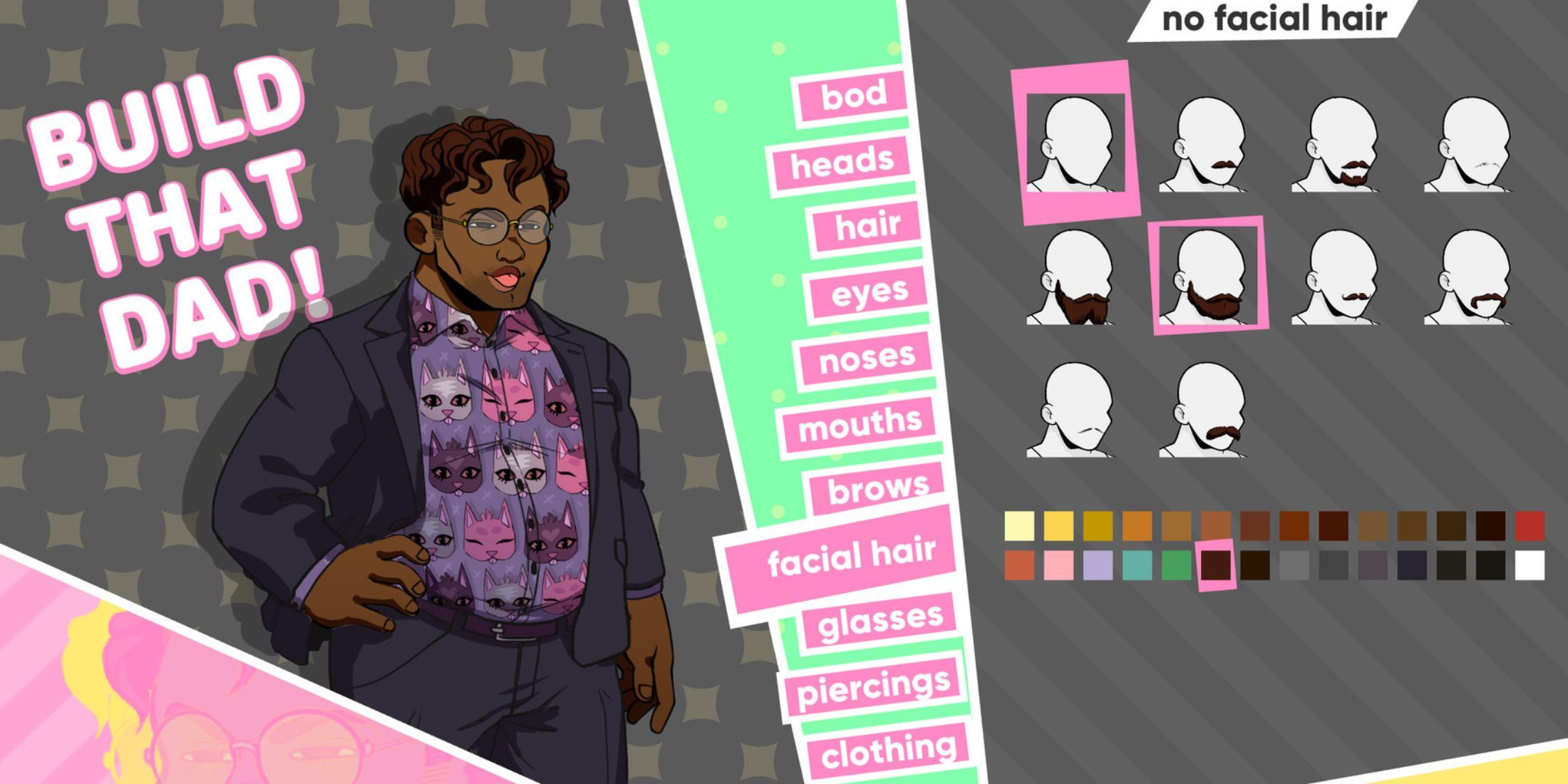 A player making their dad character in Dream Daddy: A Dad Dating Simulator