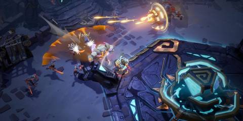 Commander Moto fighting with his robots in Torchlight: Infinite