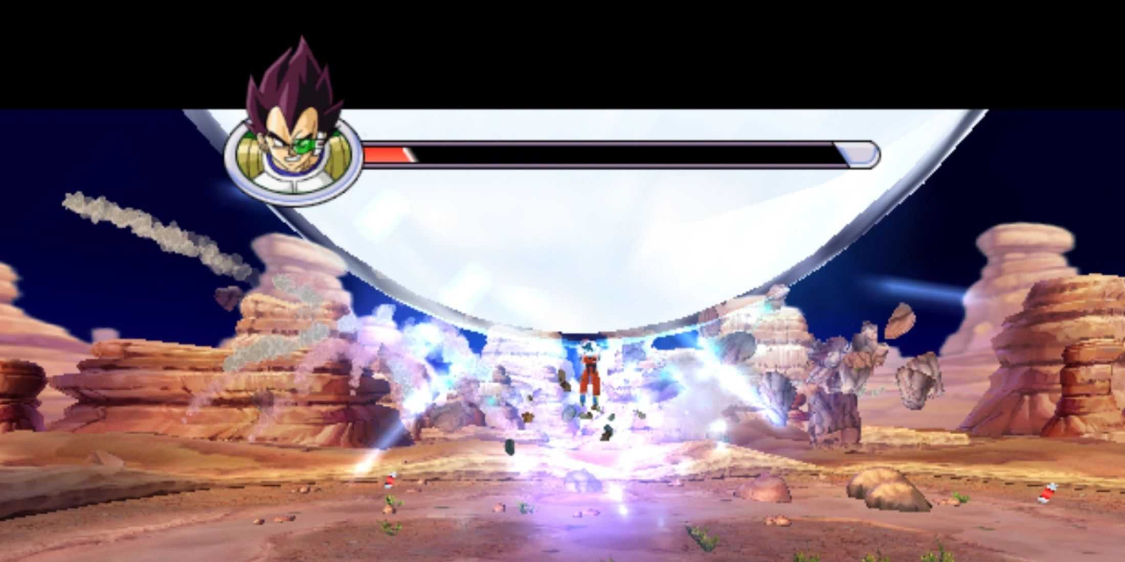A boss battle in Dragon Ball Z: Sagas