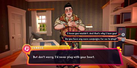 Chance saying he'd never play with the player's heart in Date Everything