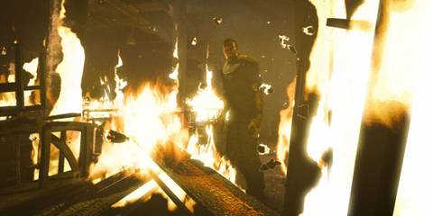 A man standing in fire in Outlast